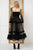 Cristallini - SKA979 Tea Length Plunging V-Neck Frilly Lace Dress In Black
