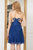 Cristallini - SKA981 Plunging V Neck Plisse Tulle Cocktail Dress In Blue