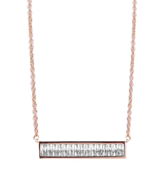 Baguette Bar Necklace     Rose Gold