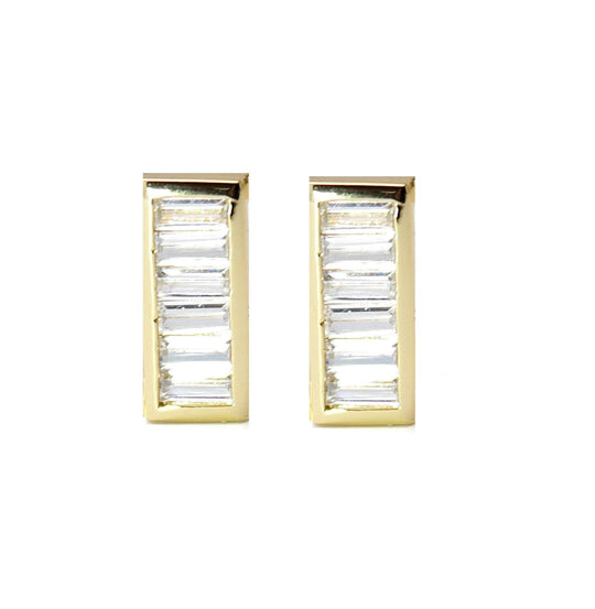 Rachael Ryen -  Baguette Bar Studs - Gold
