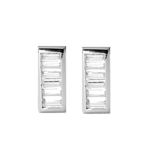 Rachael Ryen - Baguette Bar Studs - Silver