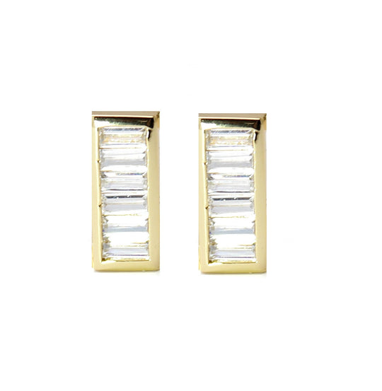 Baguette Bar Studs - Gold