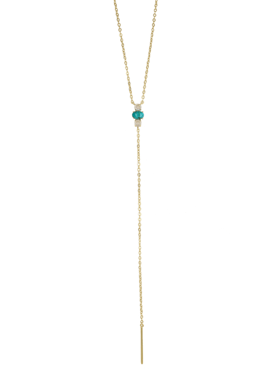 Rachael Ryen - Gemstone Lariat Necklace Turquoise in Gold