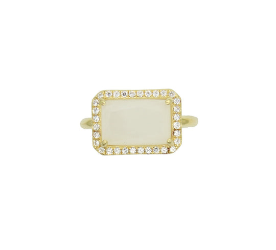 Baguette Pave Ring - Moonstone