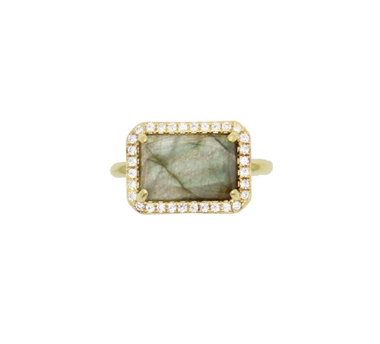 Baguette Pave Ring - Labradorite