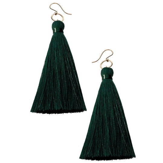 Tassel Earrings - Forest Green