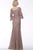 Jovani - 65540 Embroidered Boat Neck Long Dress In Brown and Neutral