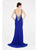 Saboroma - 4247 Embellished Bateau Trumpet Dress In Blue