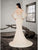 Saboroma - 4275 Embellished Bateau Trumpet Dress In Neutral