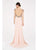 Saboroma - 4283 Applique High Halter Trumpet Dress In Pink