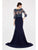 Saboroma - 4288 Embroidered Bateau Trumpet Dress In Blue