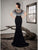 Saboroma - 4296 Sweetheart Neck Mermaid Gown with Embellished Capelet In Black