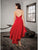 Saboroma - 4313 Deep Halter V-neck High Low A-line Dress In Red
