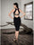 Saboroma - 4334 Beaded Bandeau Halter Style Sheath Knee Length Dress In Black