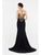 Saboroma - 4388 Embellished Illusion Bateau Trumpet Dress In Black