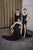 Saboroma - 4099 Applique High Neck Trumpet Dress In Black