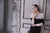Saboroma - 99619 Floral Bateau Long Sleeves Cocktail Dress In Black