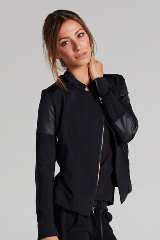 Sandra Moto Jacket With Faux Leather