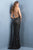 Scala - 47542 Fully Embellished Strapless V Neck Backless Sheath Dress In Black and Neutral