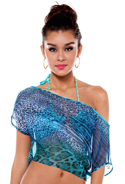 Cienfuegos Crop Top Teal Leopard - FINAL SALE