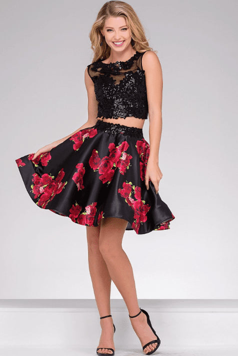 Cute Two-Piece Crop Top Cocktail Dress 47320