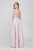 Terani Couture - Long-sleeve Beaded Long Gown with  Side Slit 1712M3428 in Pink