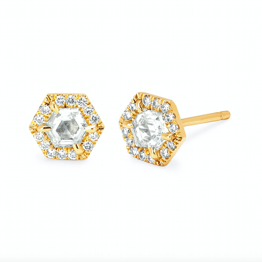 Diamond Hexagon Studs