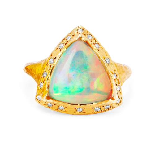 Logan Hollowell - One of a Kind Cosmic Trillion Opal with Diamonds in Gold