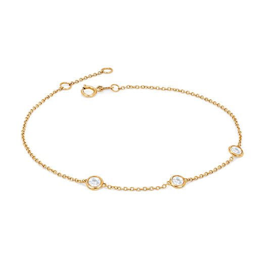 Logan Hollowell - 3 Moonstone Orbit Bezel Bracelet
