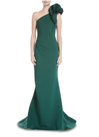 54717 Ruffled One Shoulder Strap Evening Gown