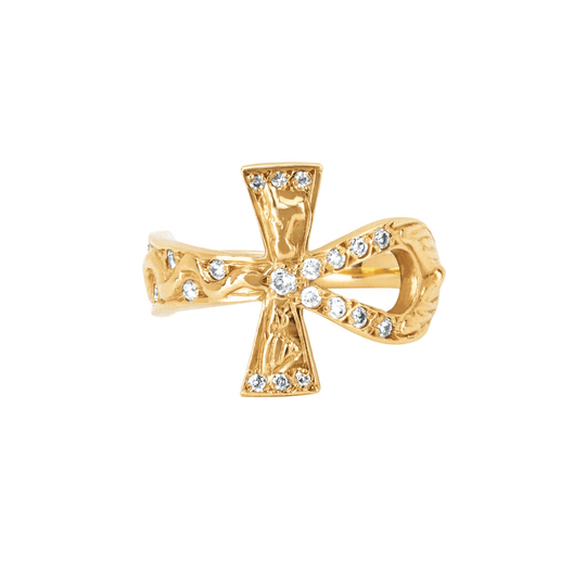 Logan Hollowell - NEW! Eternal Ankh Cross Ring with Sprinkled Diamonds