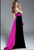 60319 Ruffled Sash Accented High Slit Velvet Gown