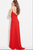 JVN55198 Ruched Deep V-neck A-line Dress With Slits