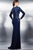 99314 Long Sleeve Appliqued High Slit Jersey Gown