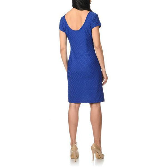 Sharagano - HW4S11MU0 Scoop Back Jersey Knit Sheath Short Dress in Blue