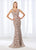 Cameron Blake - 118671 Illusion Lace Bateau Evening Dress In Brown and Silver