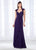 Cameron Blake - 118673 Queen Anne Twist Front Draped Evening Gown In Purple