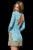 Sherri Hill - 52113 Beaded Long Sleeve Short Sheath Dress In Blue and Gold