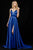 Sherri Hill - 52119 Plunging V-Neck Long A Line Dress In Blue