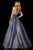 Sherri Hill - 52364 Metallic Crisscross Back Long A Line Dress In Blue and Silver
