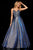 Sherri Hill - 52364 Metallic Crisscross Back Long A Line Dress In Blue and Silver