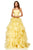 Sherri Hill - 52417 Tiered Tulle Skirt A-line Gown In Yellow