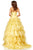 Sherri Hill - 52417 Tiered Tulle Skirt A-line Gown In Yellow