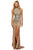 Sherri Hill - 52426 Halter Beaded Slit Long Dress In Blue and Gold