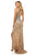 Sherri Hill - 52426 Halter Beaded Slit Long Dress In Blue and Gold