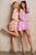 Sherri Hill - 52937 Long Bishop Sleeved Short Pattern Dress In Pink and Purple