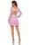 Sherri Hill - 52937 Long Bishop Sleeved Short Pattern Dress In Purple