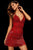 Sherri Hill - 52938 Short Beaded Deep V-neck Sheath Dress In Red
