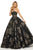 Sherri Hill - 52952 Sweetheart Long A-line Printed Dress In Black and Gold