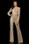 Sherri Hill - 52966 Asymmetrical Neckline Beaded Jumpsuit In Neutral and Silver